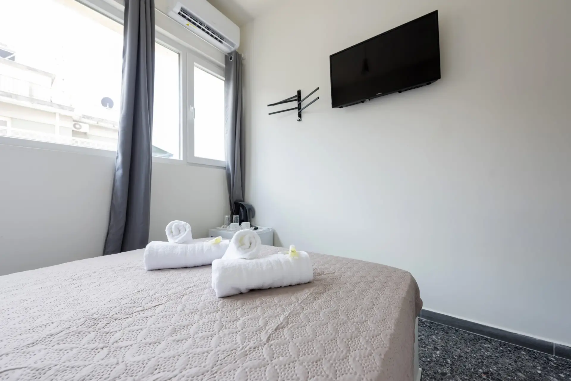 Picture of a double bed in a room